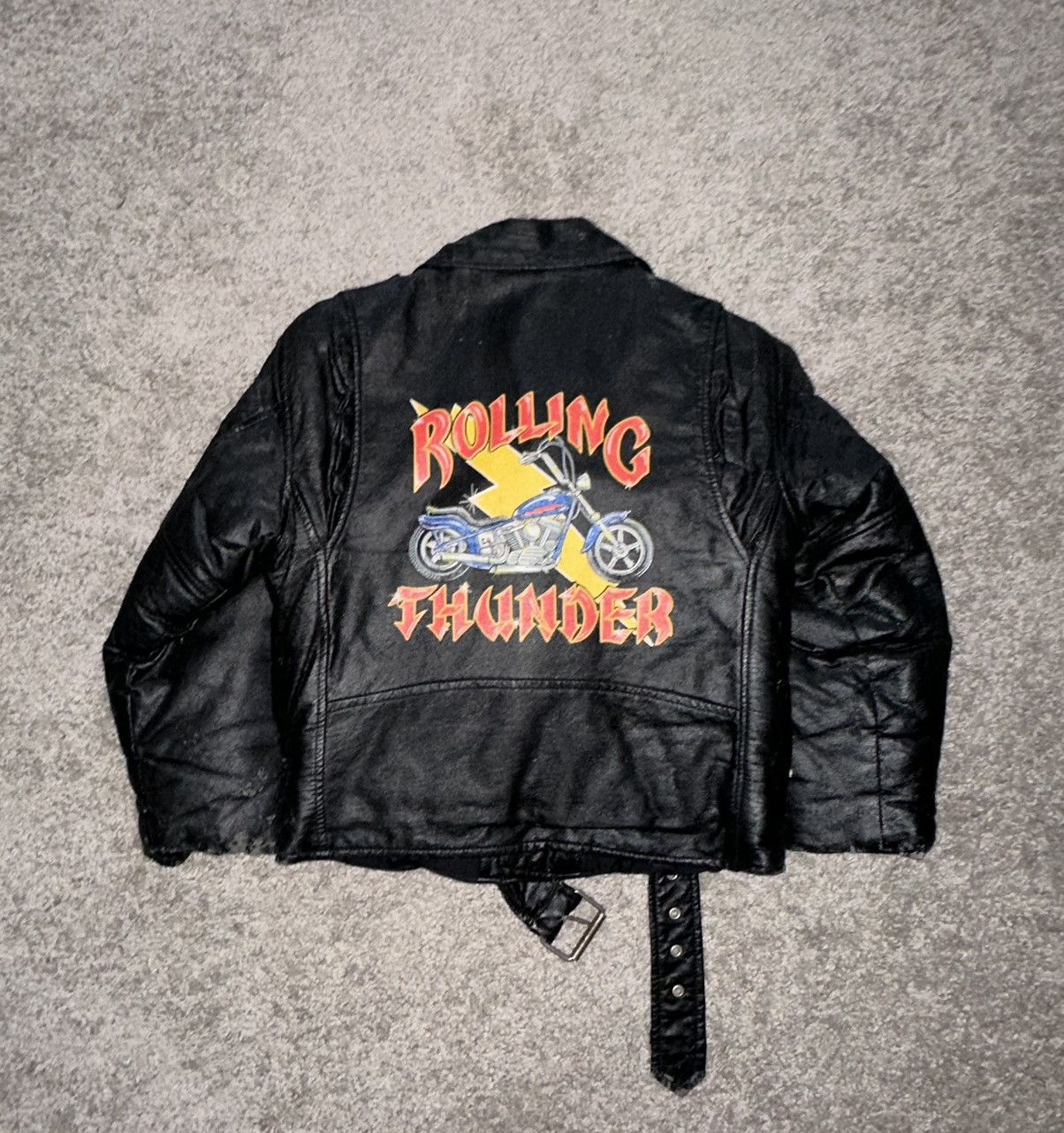 Harley Davidson × Vintage Vintage 80’s Rolling Thunder Leather Motorcycle Jacket Size XS / US 0-2 / IT 36-38 - 2 Thumbnail