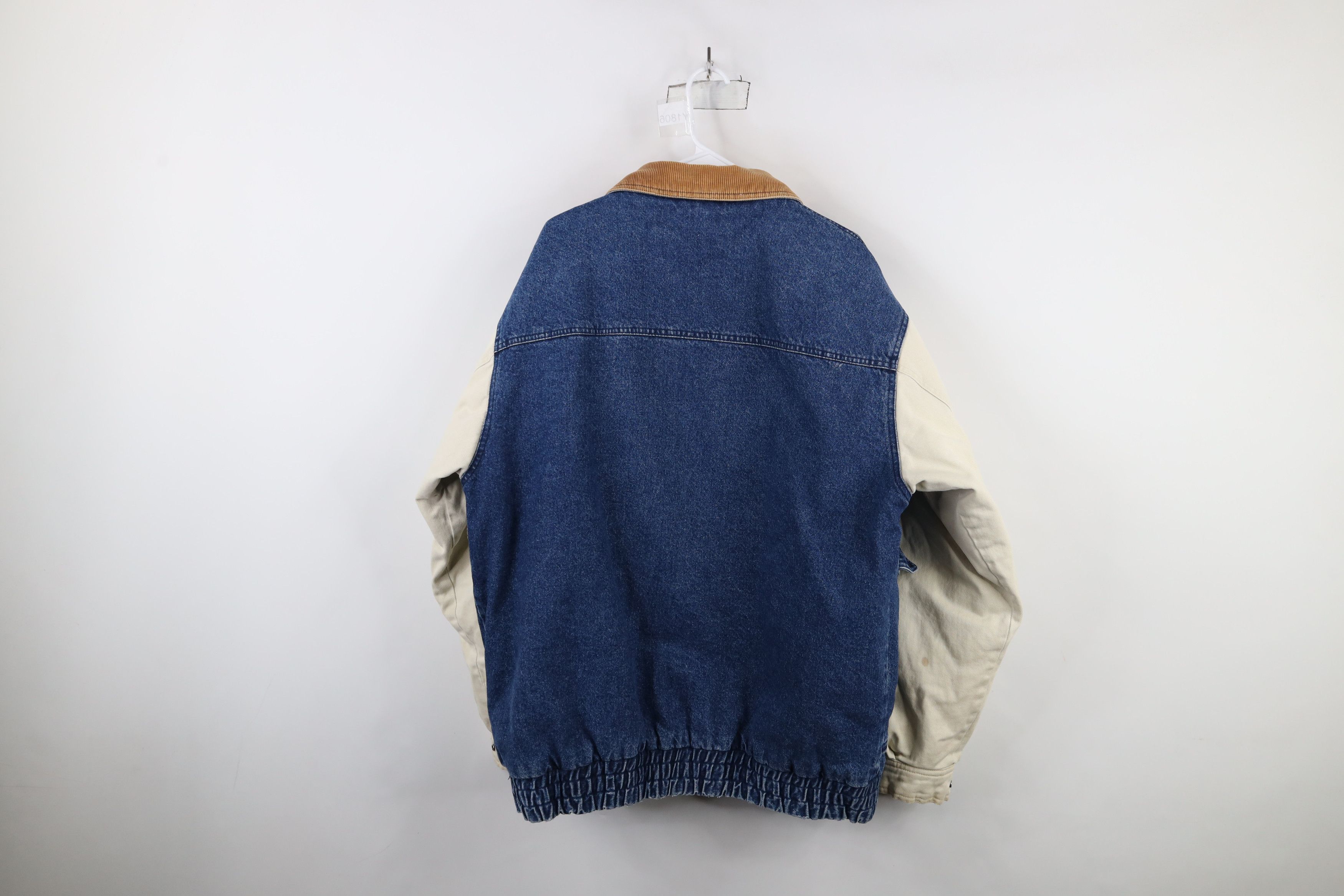 Vintage Vintage 90s Streetwear Heavyweight Denim Varsity Jacket Size US XXL / EU 58 / 5 - 14 Thumbnail