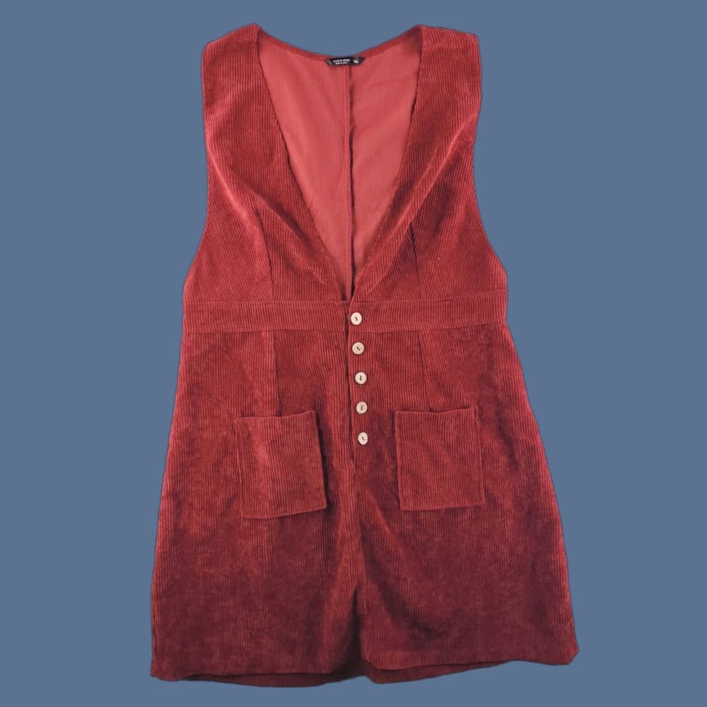 Shein Shein Curve Dress Womens 1X Red Corduroy Knee Length A-Line Dress - Knee Length - Red - 1X - Women Size XL / US 12-14 / IT 48-50 - 1 Thumbnail