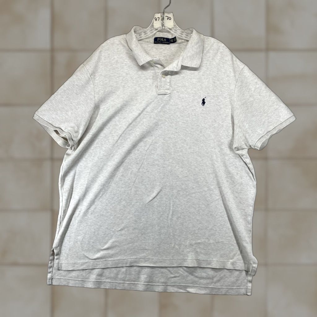 Polo Ralph Lauren Vintage Polo Ralph Lauren Men’s Polo Shirt 2XL Short Sleeve Cotton Light Oatmeal Navy Logo Classic Size US XXL / EU 58 / 5 - 1 Thumbnail