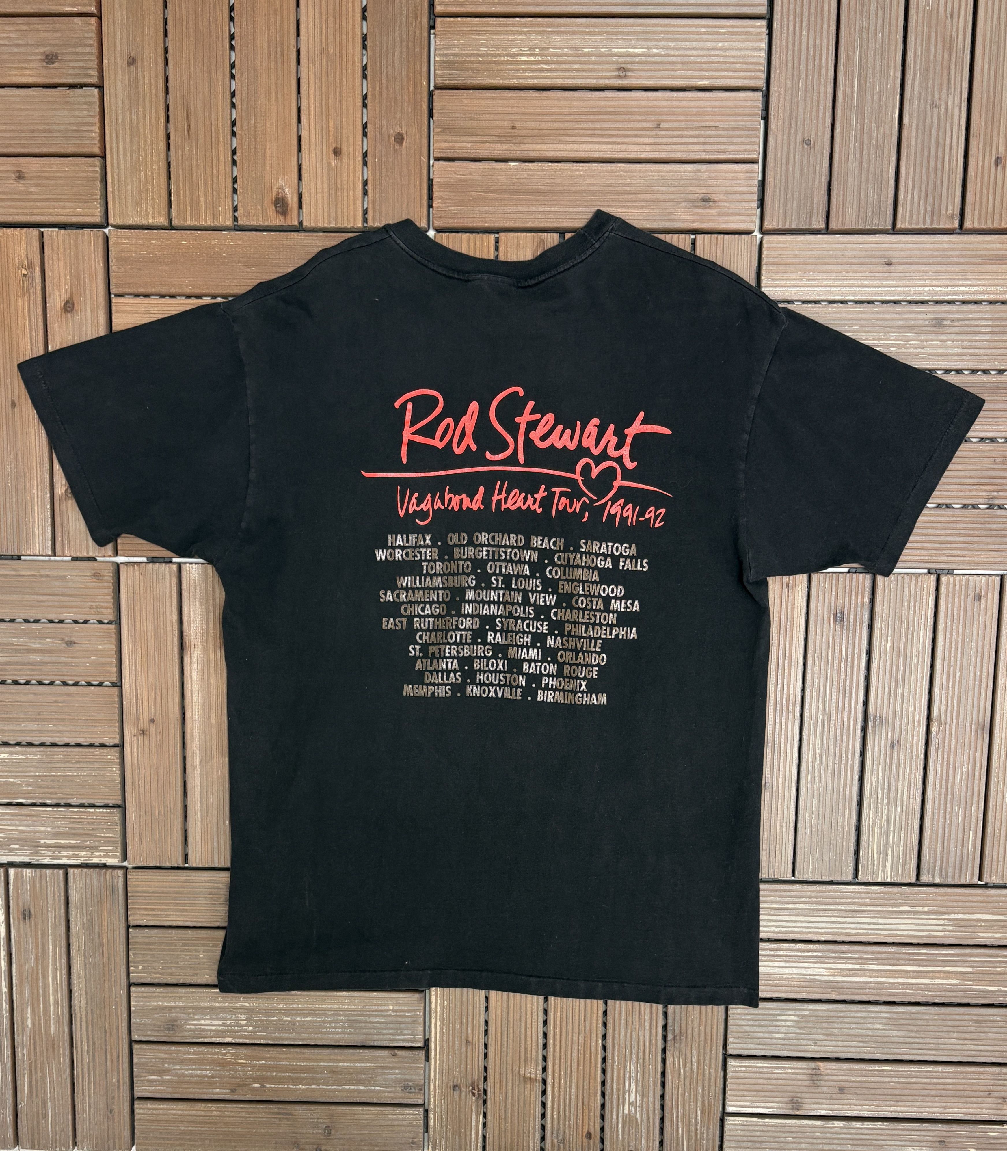 Vintage Rod Stewart Vagabond Heart Tour Vintage Black T-Shirt Tee Size US XL / EU 56 / 4 - 5 Thumbnail