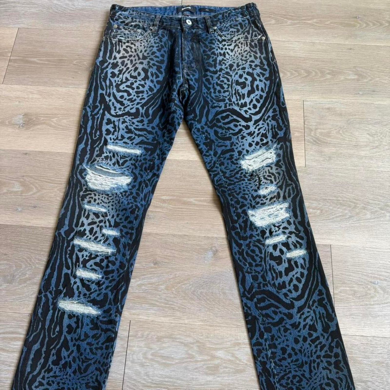 Just Cavalli Just Cavalli Leopard Print Denim Pants y2k Size US 30 / EU 46 - 2 Thumbnail