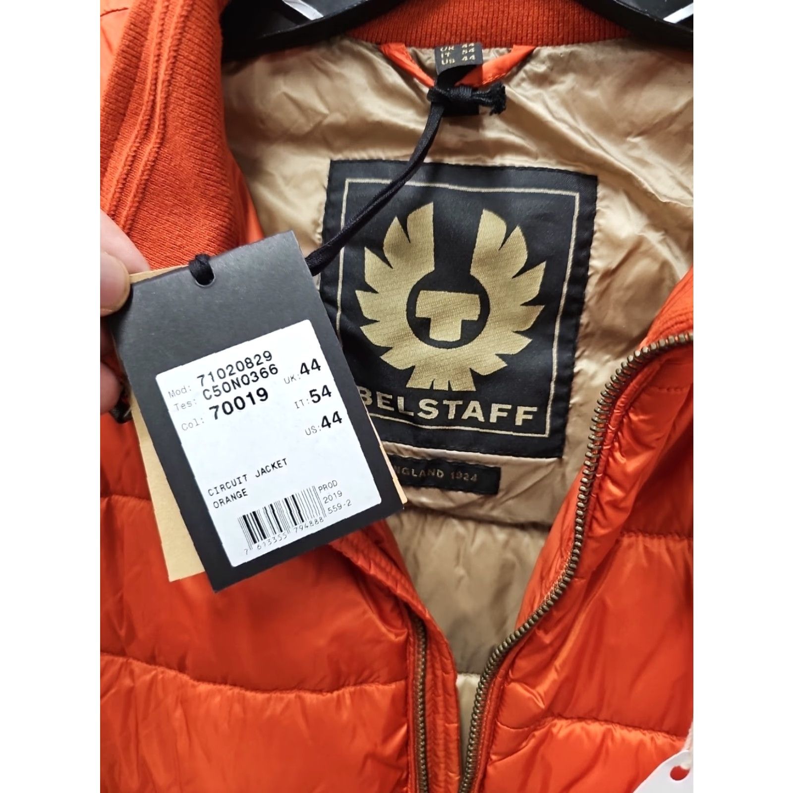 Belstaff VINTAGE? No — Belstaff Circuit Logo Down Jacket Men Orange Quilted Shell Mid-Length Full Zip 44 Size US S / EU 44-46 / 1 - 4 Thumbnail