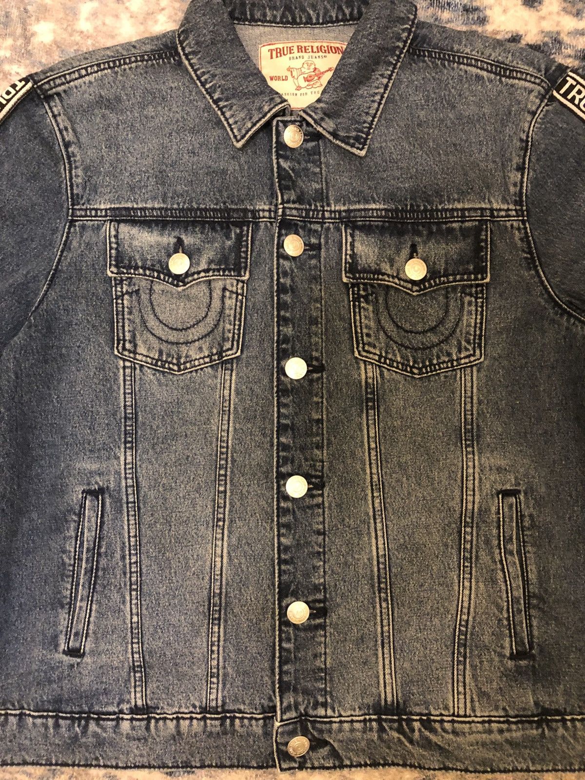 Mens Large Designer True Religion Denim Jacket