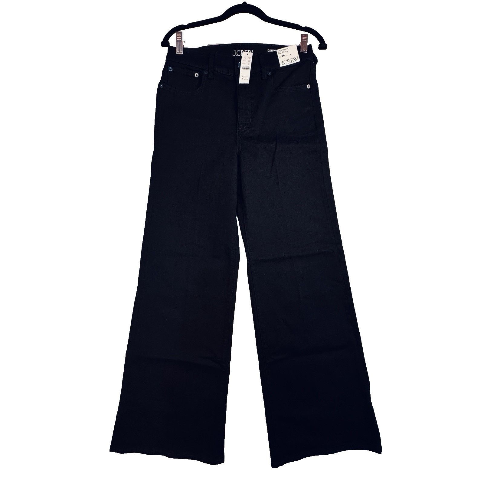 J.Crew J.Crew Womens Denim Trouser Wide Leg Jean Black High Rise Sz Size 26" / US 2 / IT 38 - 2 Thumbnail
