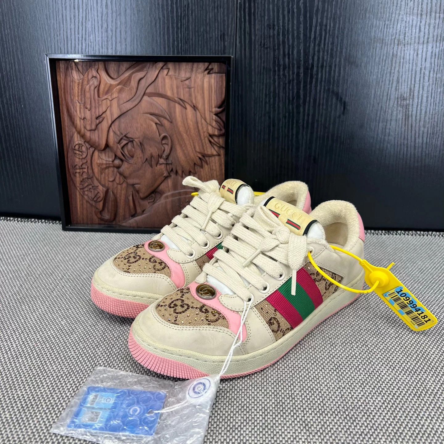 Gucci Gucci Women's Rhyton Distressed Pink Diamond Sneakers Size US 5 / IT 35 - 1 Thumbnail