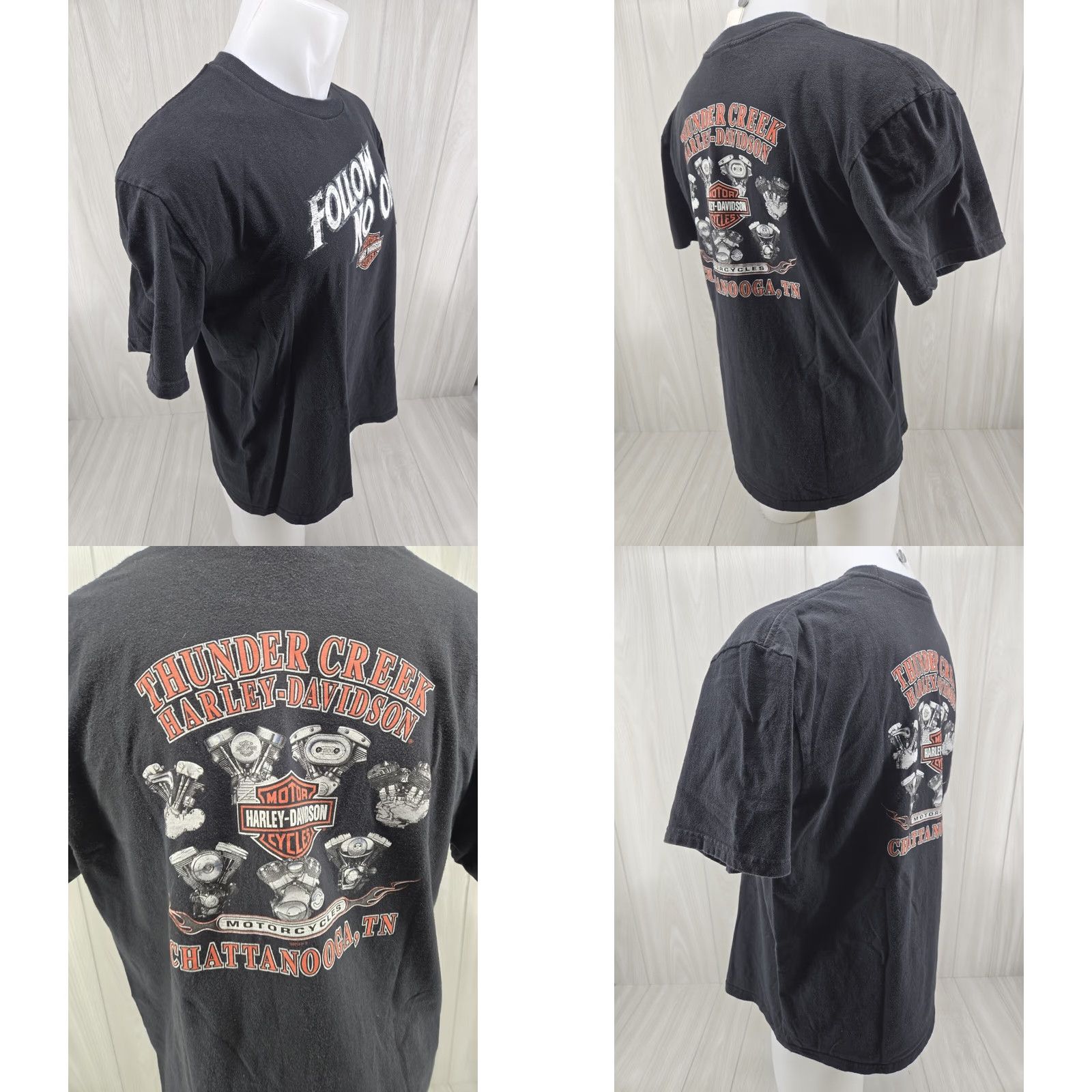 Harley Davidson Harley-Davidson Thundercreek Chattanooga TN T Shirt Mens XL Black 100% Cotton Size US XL / EU 56 / 4 - 8 Thumbnail