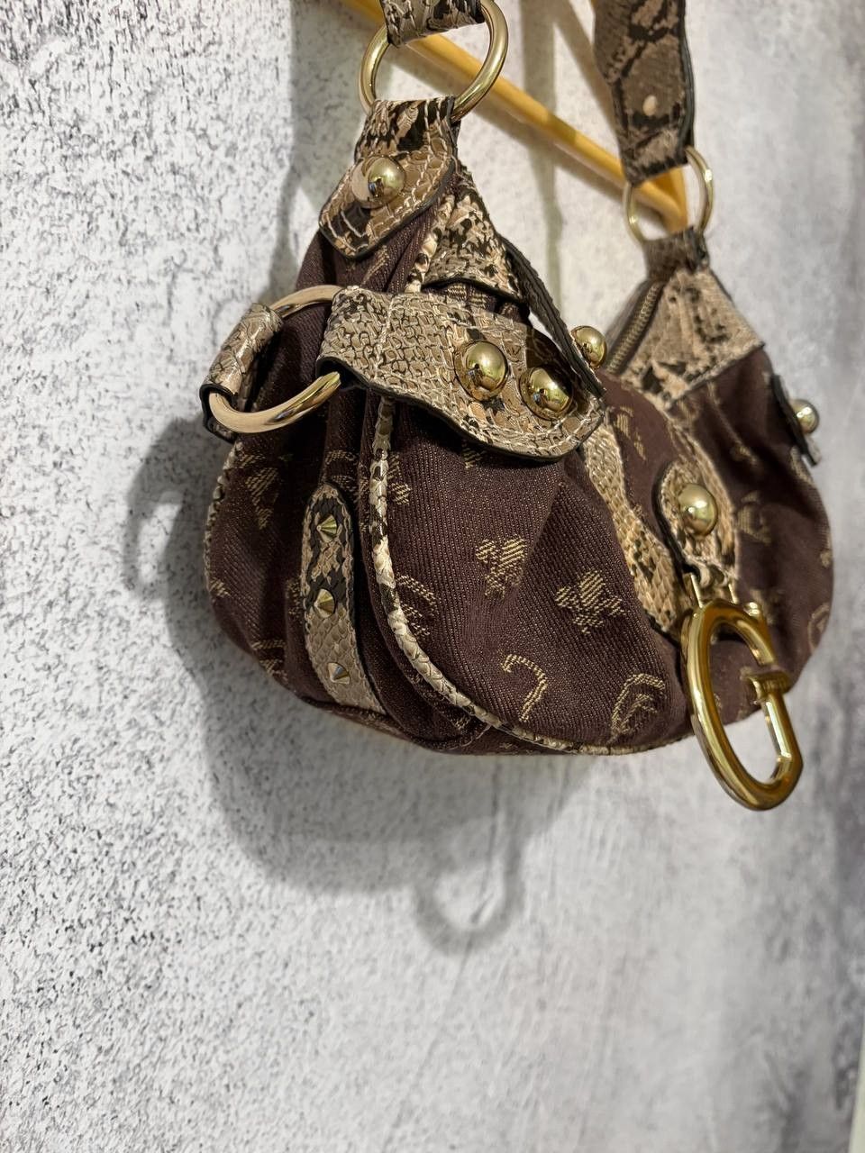 Guess Vintage GUESS Y2K Brown Monogram Snake Print Bag Large GLogo Size ONE SIZE - 4 Thumbnail