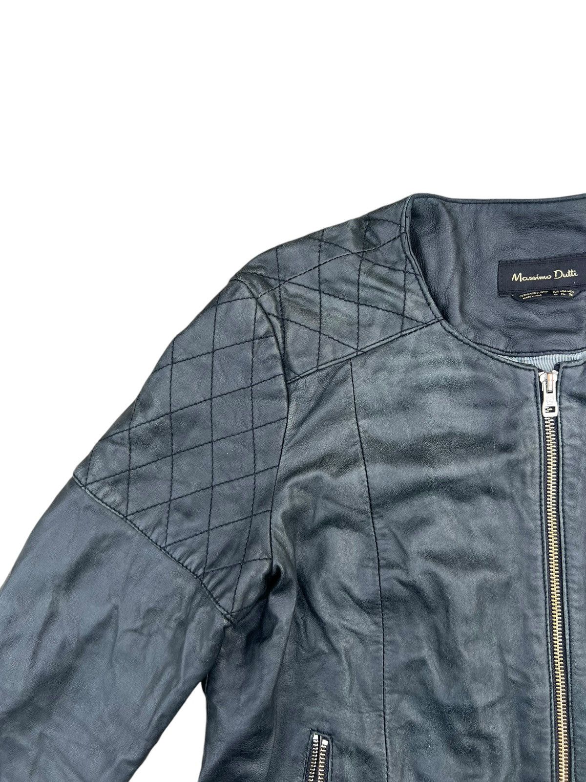 Massimo Dutti Vintage Massimo Dutti Distress Fade Leather Biker Jacket Size XL / US 12-14 / IT 48-50 - 5 Thumbnail