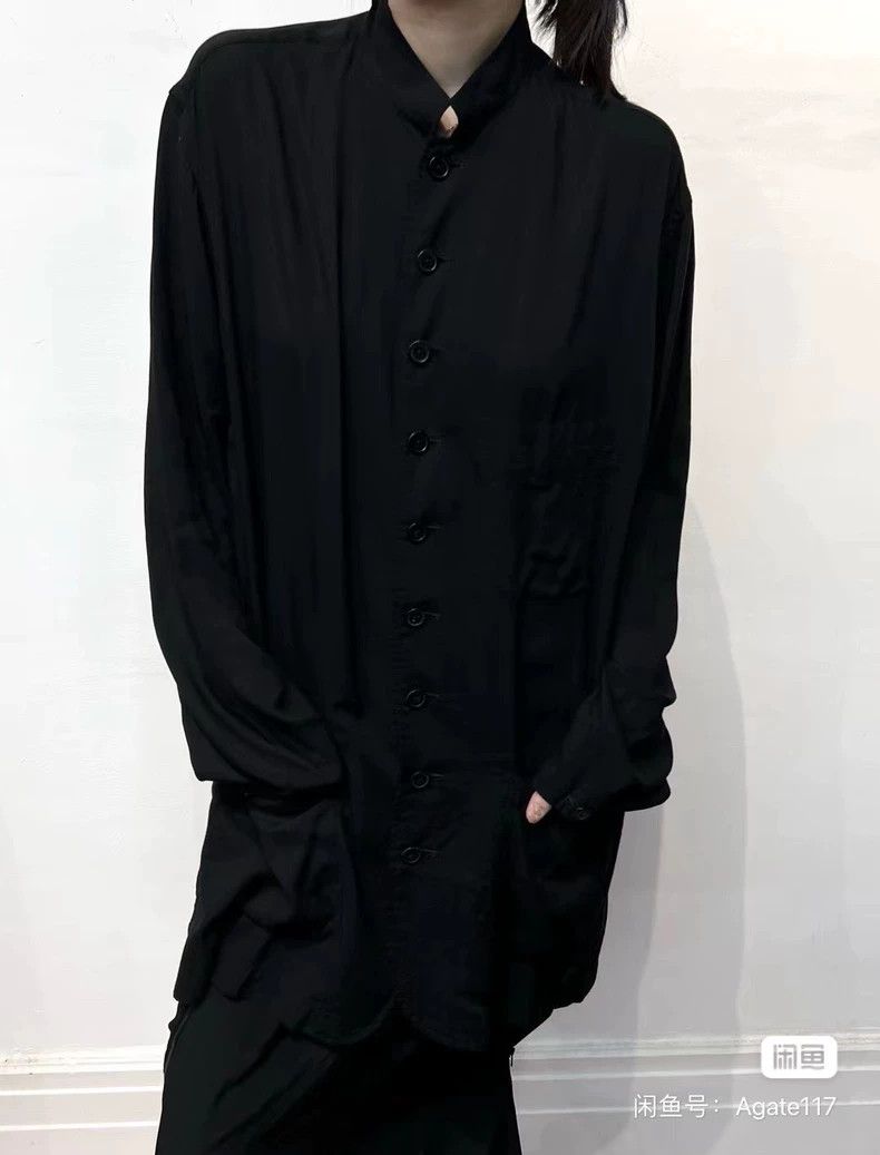Yohji Yamamoto Yohji Yamamoto Black silk tunic button-down shirt 2506-Next Size US M / EU 48-50 / 2 - 6 Thumbnail