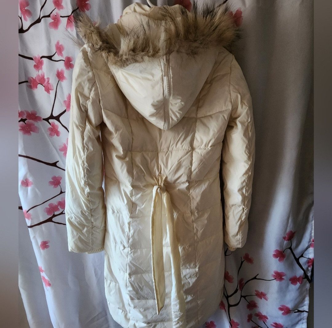 Bcbgmaxazria BCBGMAXAZRIA Down Long Puffer Jacket XS Cream Fur Hood Size XS / US 0-2 / IT 36-38 - 2 Thumbnail