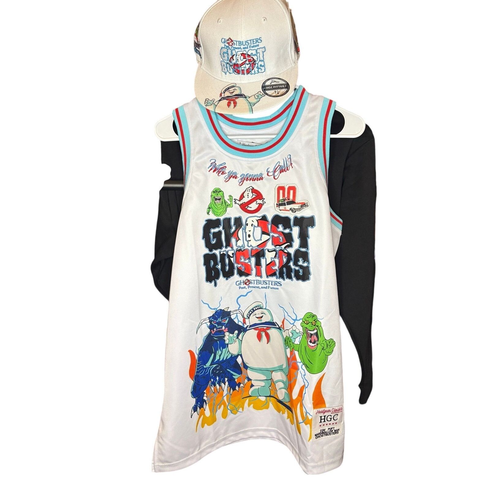 NWT SZ M - Ghostbusters Basketball Jersey & 7 1/4 Hat