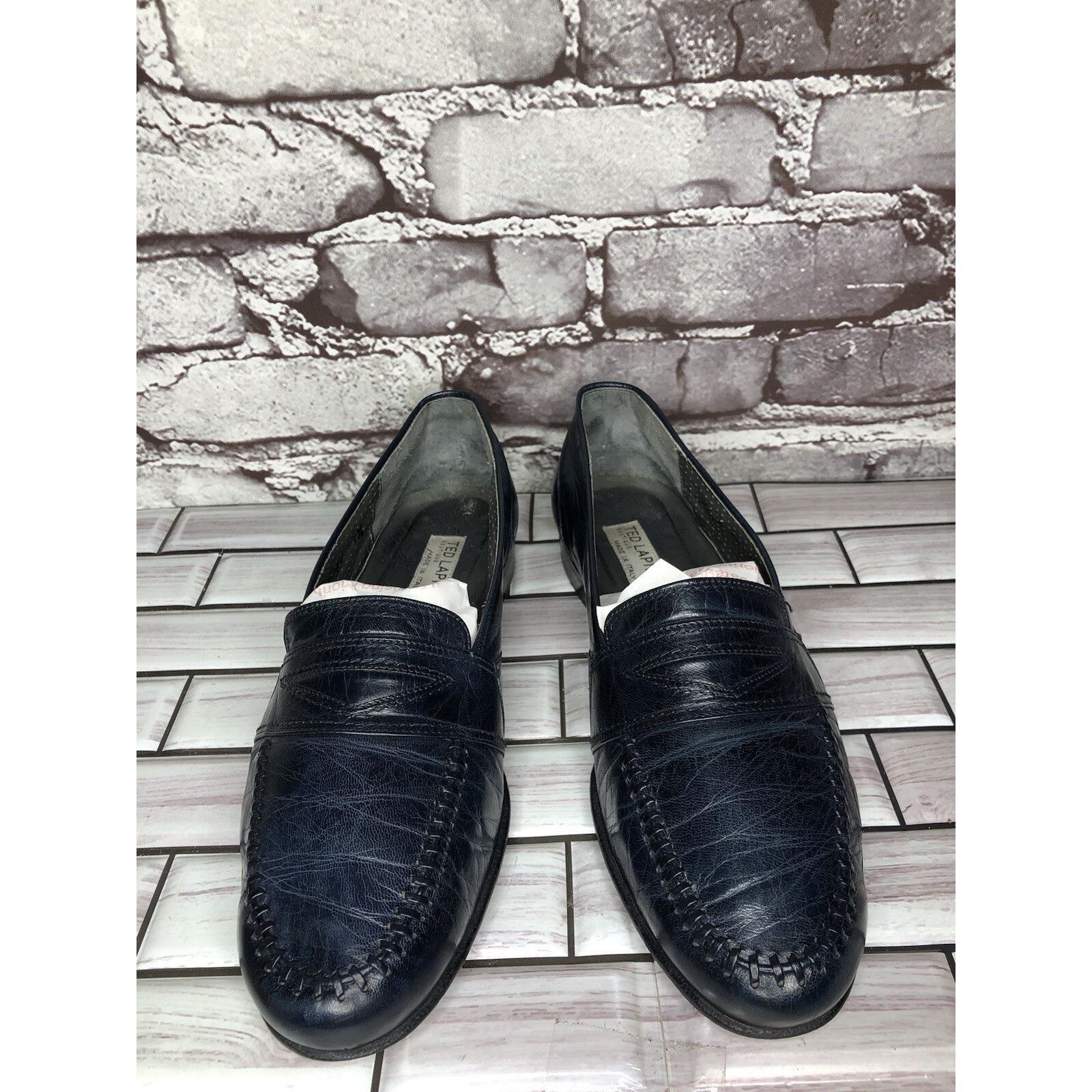 TED LAPIDUS TED LAPIDUS Boutique Paris Blue Leather Dress Penny Loafers Size US 7.5 / EU 40-41 - 9 Thumbnail