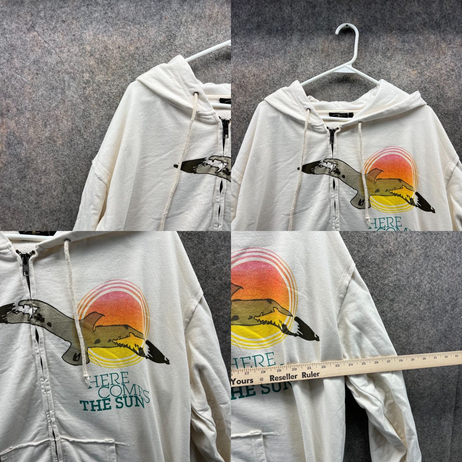 Hereu Christian Audigier Hoodie Mens XL Beige Full Zip Crew Neck Long Sleeve Here Comes The Sun Vintage: No Pattern: Solid Gift: No Size US XL / EU 56 / 4 - 8 Thumbnail