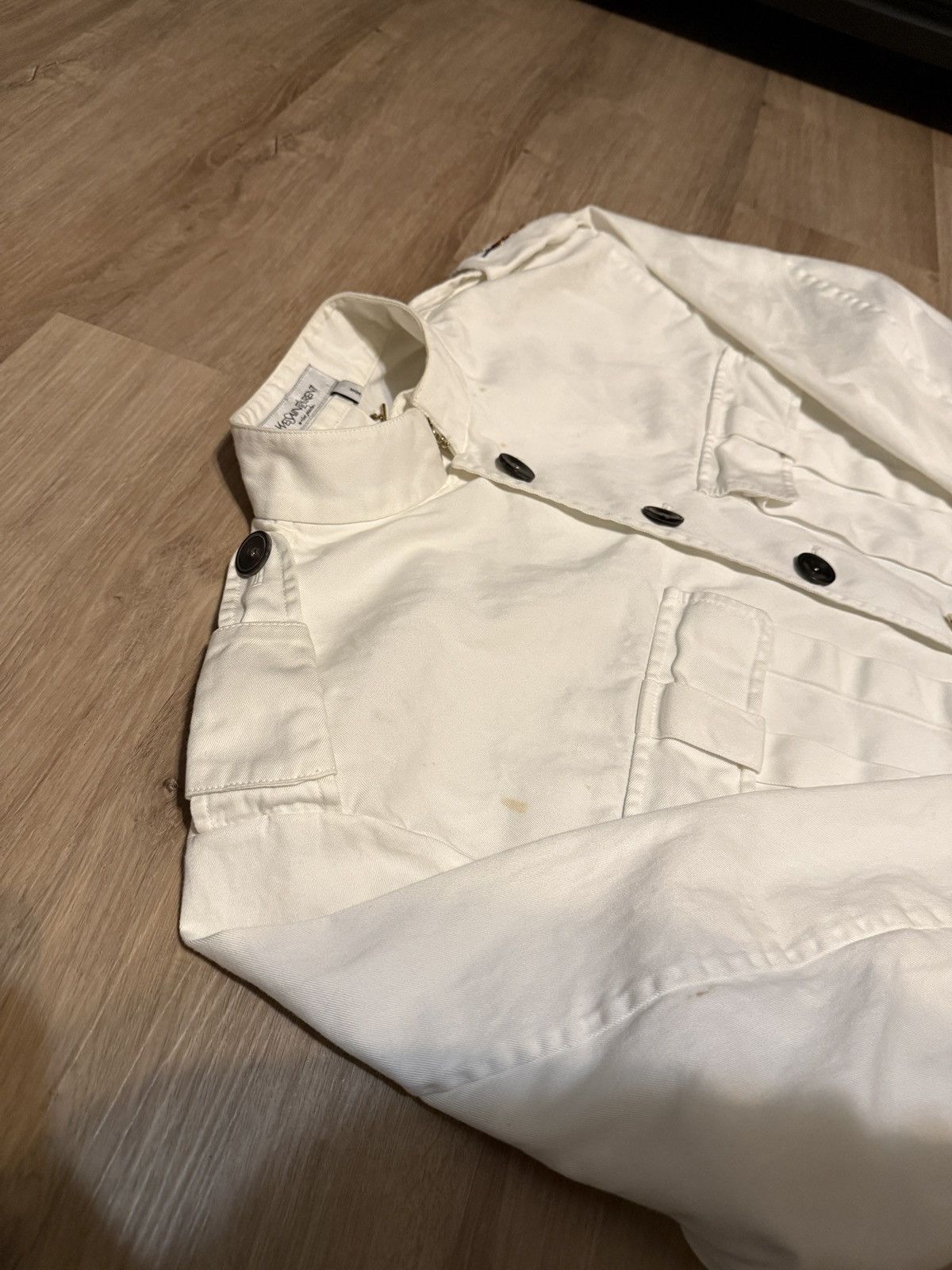 Yves Saint Laurent Yves Saint Laurent Rive Gauche White Button Up Jean Jacket Size US XXS / EU 40 - 14 Thumbnail