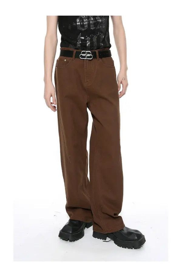 Japanese Brand Kinuka x Maya Brown retro simple straight loose jeans Size US 32 / EU 48 - 2 Thumbnail