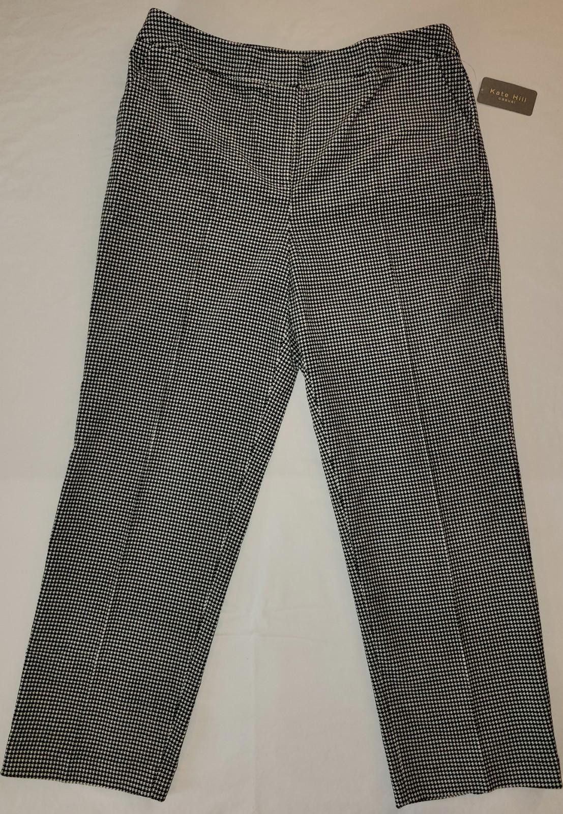Designer Kate Hill blk. and wht. houndstooth women's dress pants 16 Size 38" / US 16 / IT 52 - 2 Thumbnail