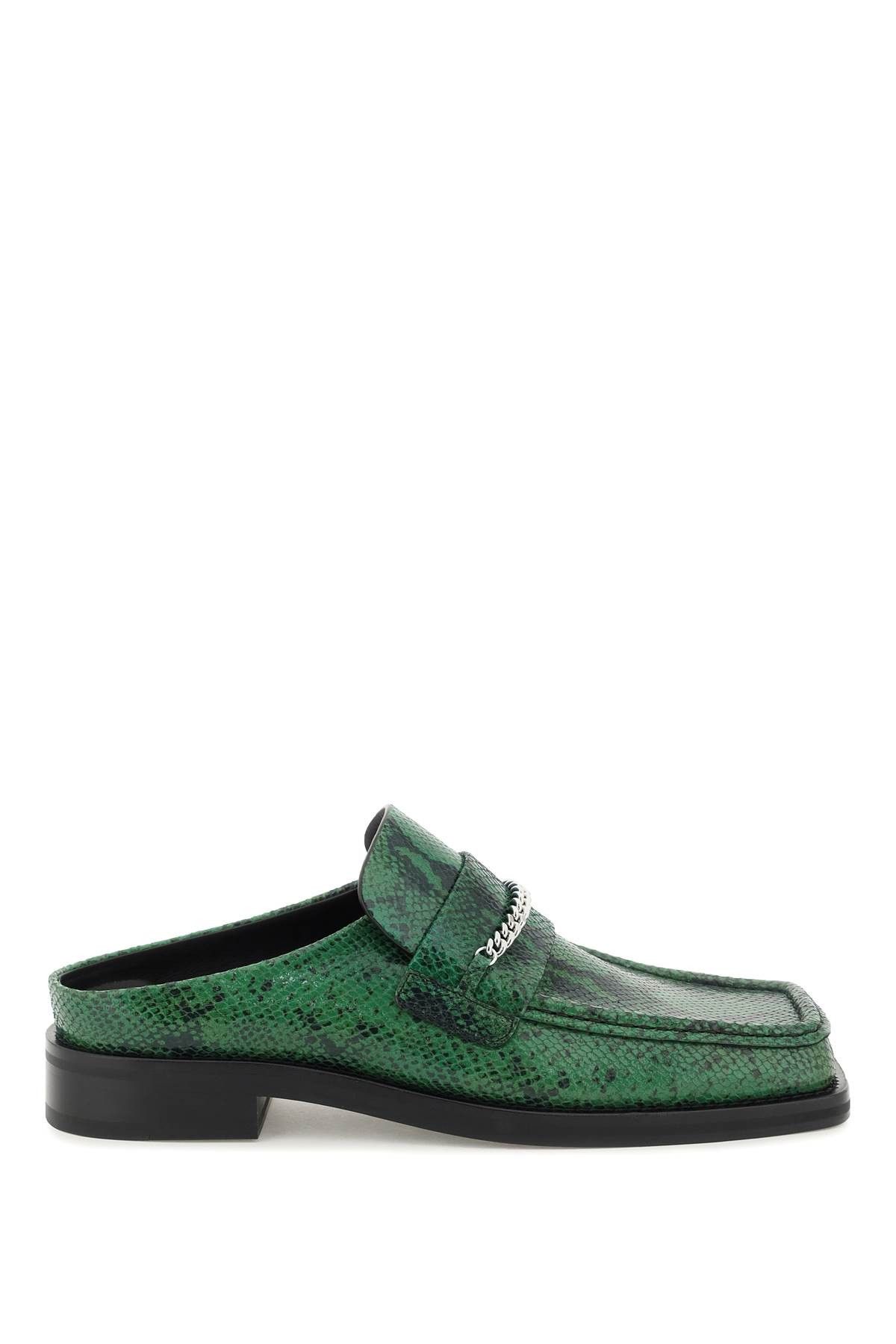 image of Martine Rose Piton-Embossed Leather Loafers Mule Shoess in Green, Men's (Size 11)