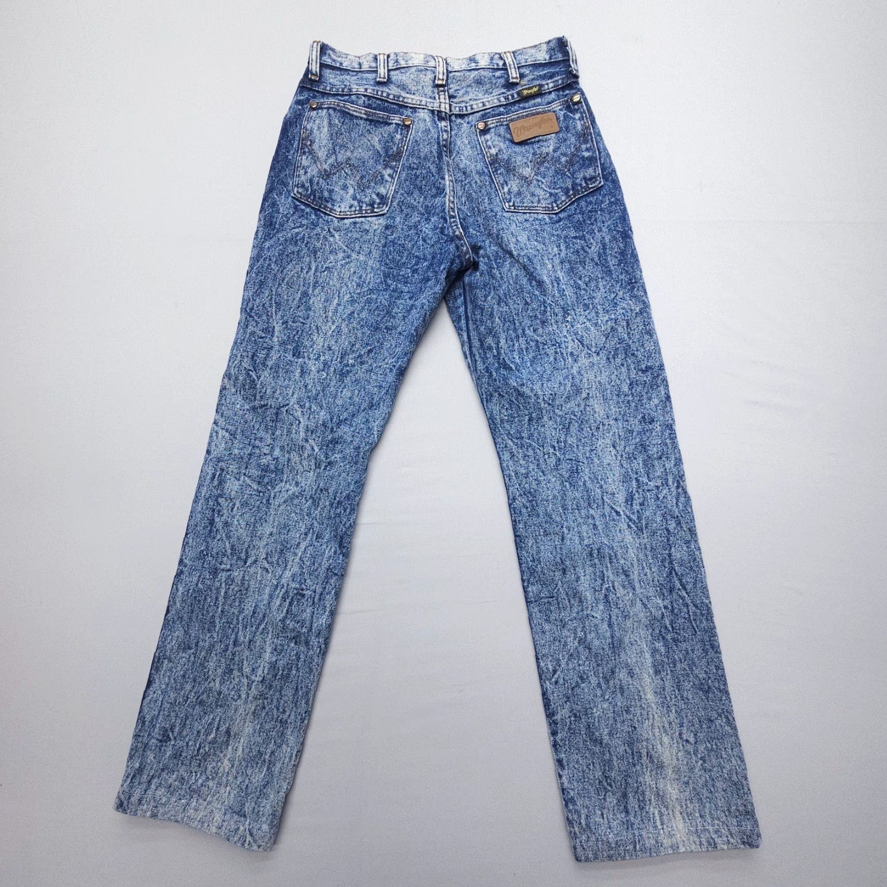 Wrangler VINTAGE Wrangler High Rise Jeans Womens 13 (28x29") Acid Wash Blue Straight 80s 90s Cowgirl Size 34" / US 12 / IT 48 - 2 Thumbnail