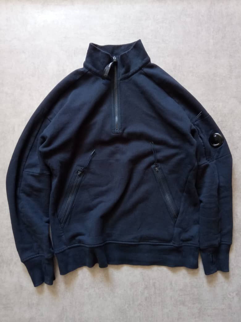 C.P. Company Diagonal Raised Fleece Half Zip Goggle NAVY Size US M / EU 48-50 / 2 - 1 Thumbnail
