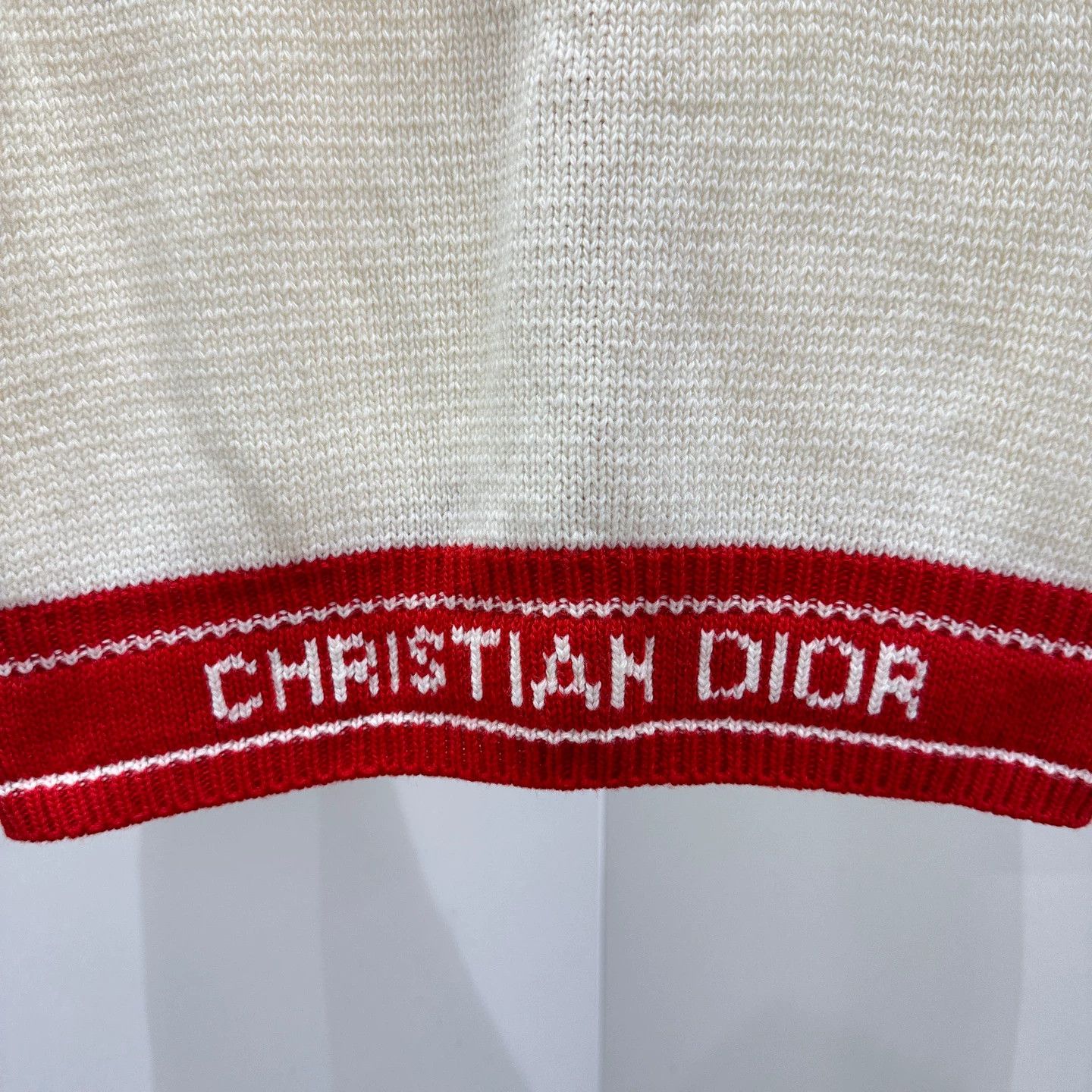 Christian Dior Monsieur Dior Jan354 White Red Knit Short Sleeve Lace 38 Size S / US 4 / IT 40 - 3 Thumbnail