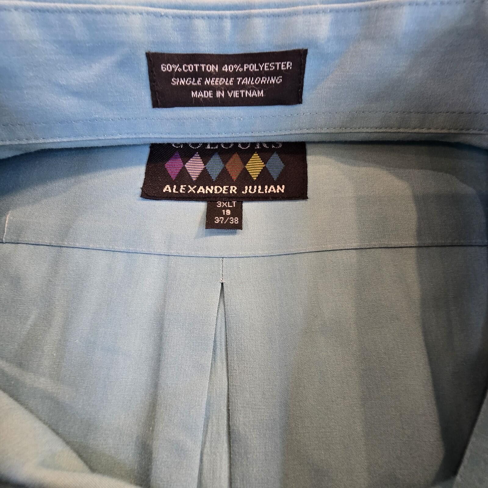 Alexander Julian Alexander Julian Colours Blue Dress Shirt 3XLT 19 Button Up Size 52R - 3 Thumbnail