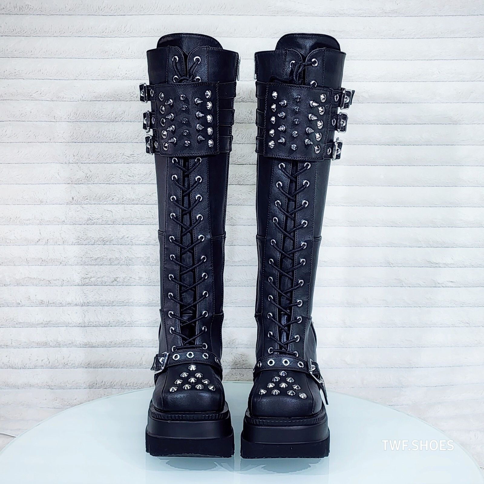 Other DEMONIA Shaker 225 Black Matte Platform 4.5" Wedge Heel Spik Size US 12 / IT 42 - 5 Thumbnail