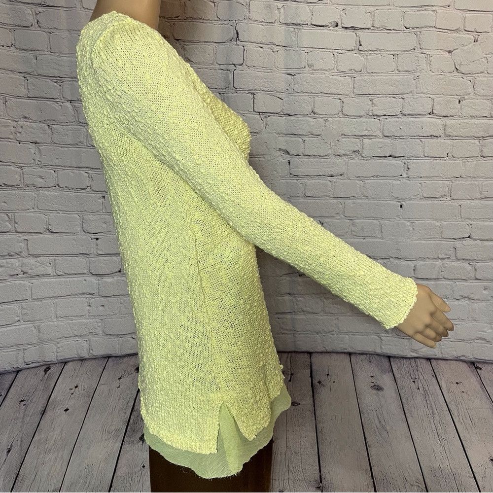 Chicos Chico's Asymmetrical Hem Abby Pullover Yellow Cotton Sweate Size S / US 4 / IT 40 - 3 Thumbnail