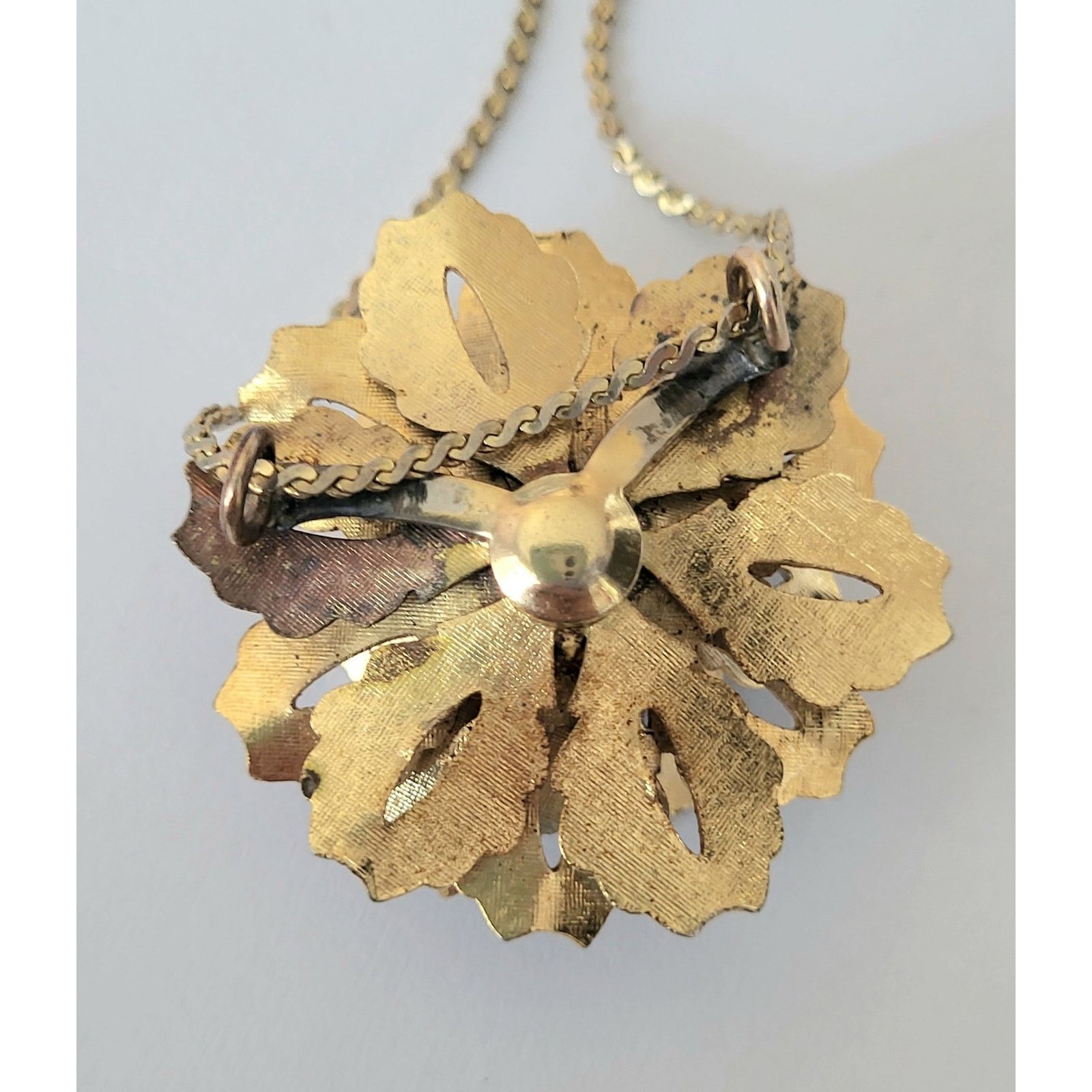 Other Enamel Flower Pendant Gold Blue Vintage Necklace Size ONE SIZE - 6 Thumbnail