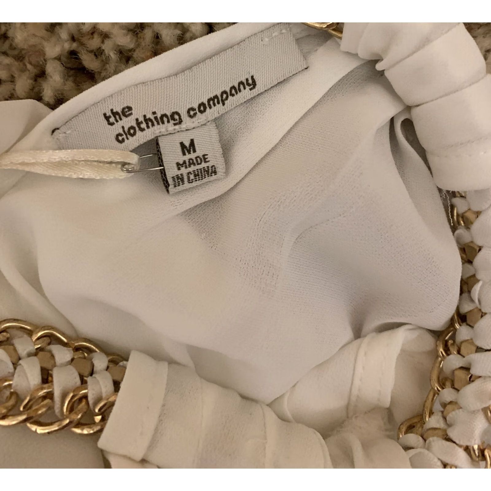 Vintage NWT The Clothing Company Tank Women MEDIUM White Chain B666 Sleeveless High Neck Sheer Polyester Breathable Casual Size M / US 6-8 / IT 42-44 - 7 Thumbnail