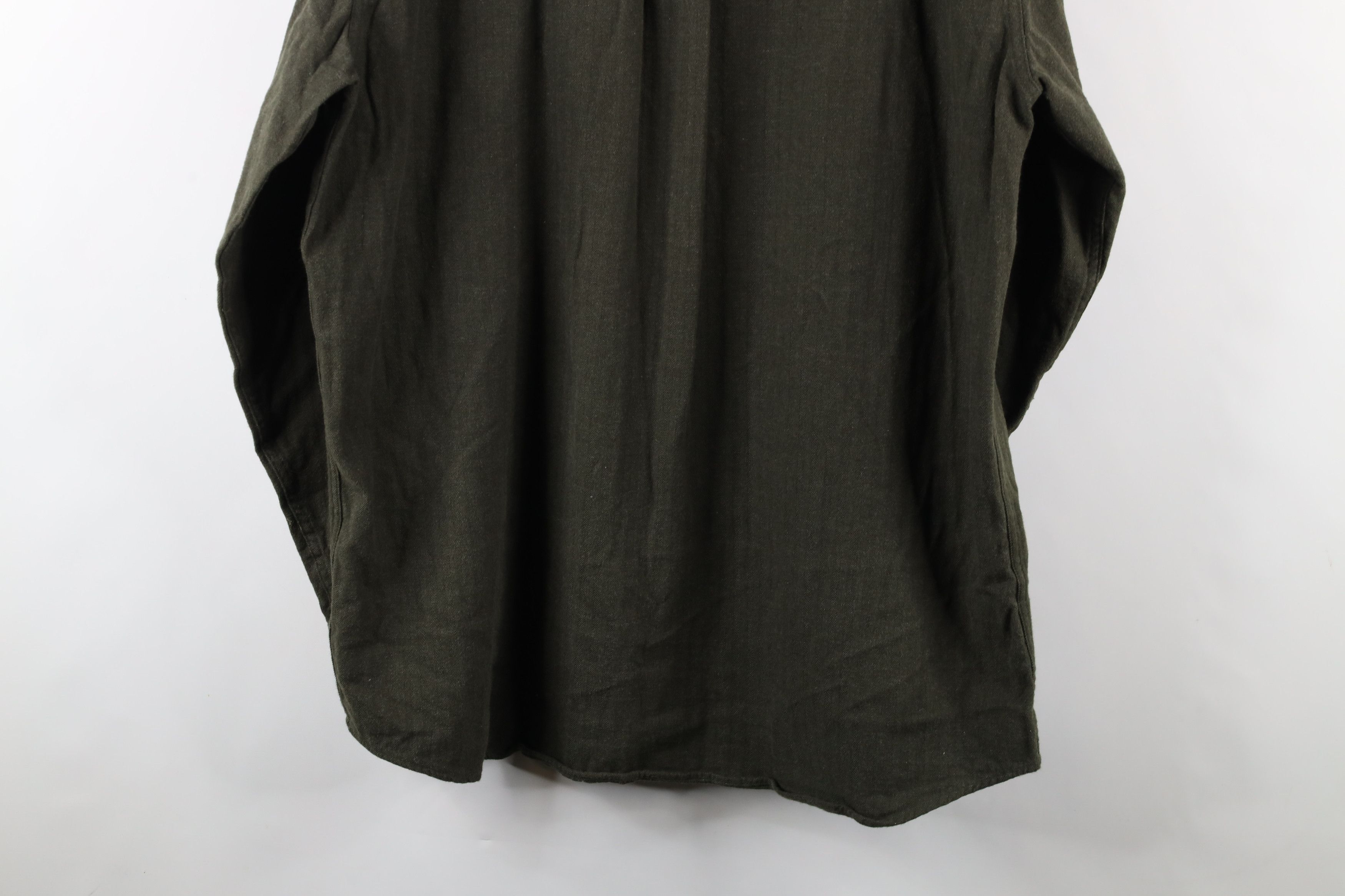L.L. Bean × Vintage Vintage 90s LL Bean Herringbone Down Shirt Green Cotton Size US XL / EU 56 / 4 - 9 Thumbnail