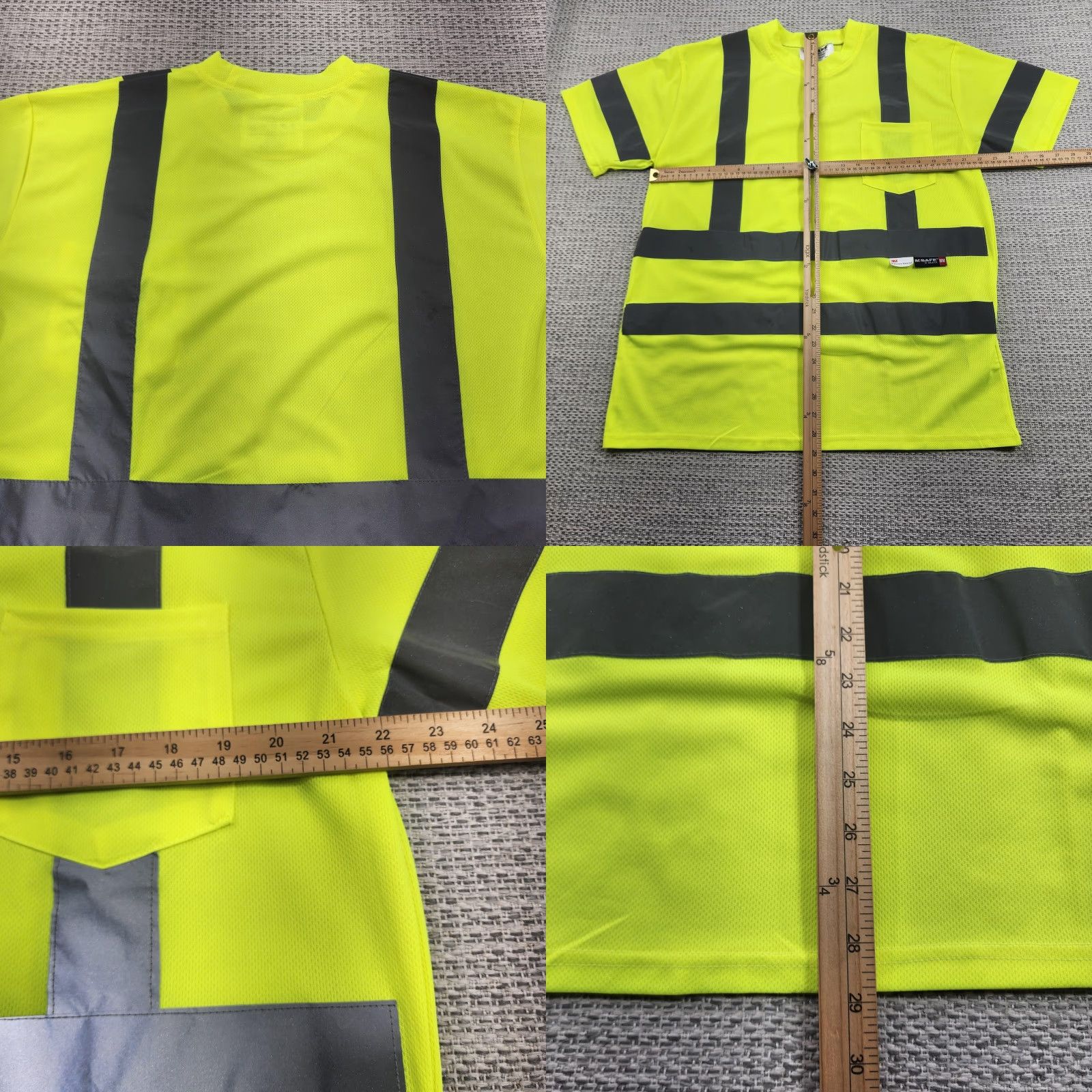 Vintage Majestic M-SAFE Hi Vis Safety Shirt Mens Large 3M Reflective Class 3 75-5305 Yellow Polyester Net? Size US L / EU 52-54 / 3 - 8 Thumbnail