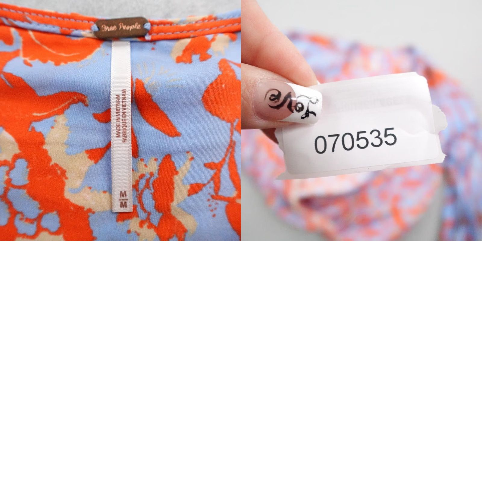 Free People Free People Shirt Womens Medium Blue Red Floral Cruisin Together Top Cropped Size M / US 6-8 / IT 42-44 - 8 Thumbnail