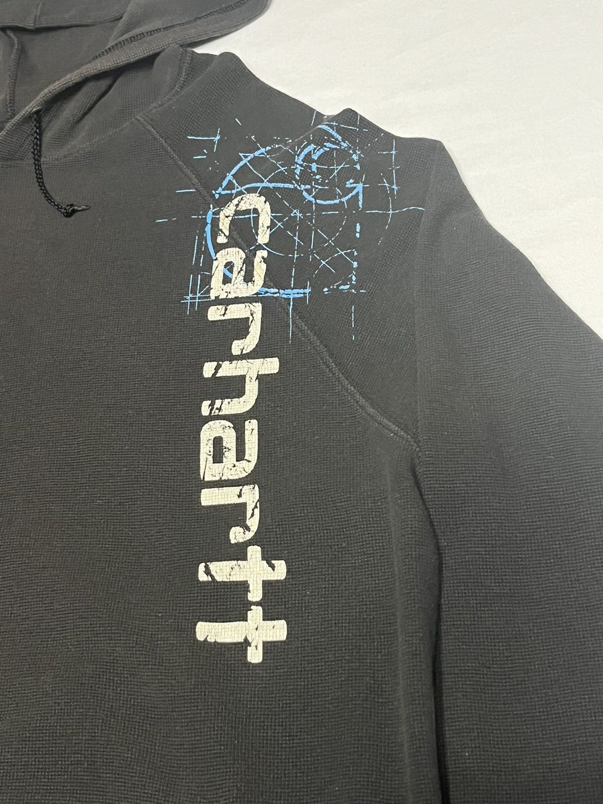 Carhartt × Vintage Rare! Y2K Carhartt K497 Blueprinted Logo Hooded Sweatshirt Size US M / EU 48-50 / 2 - 3 Thumbnail