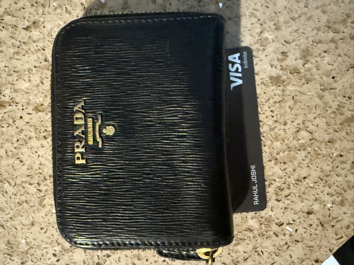 Prada Zip Around Coin Purse in Black, Women's
