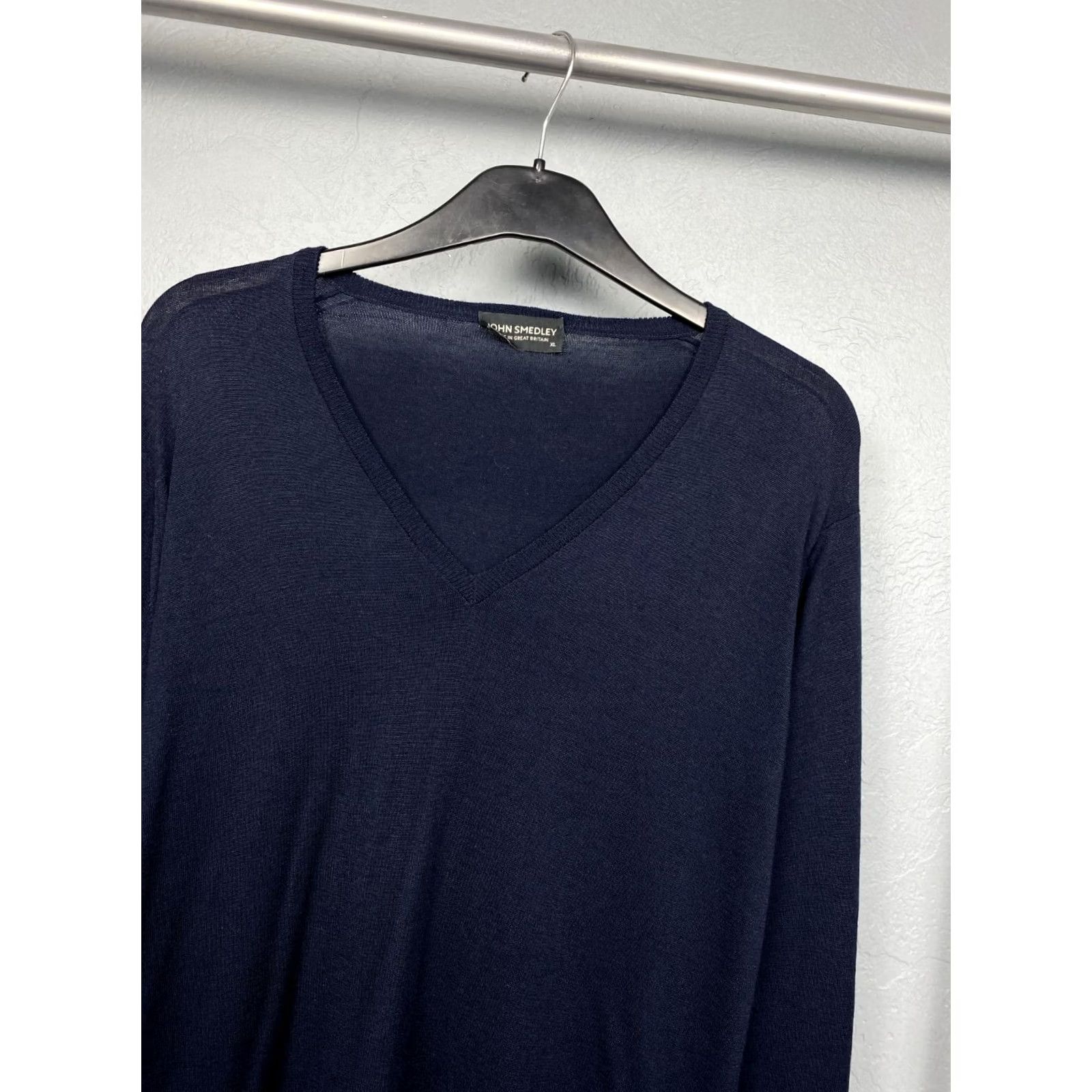 John Smedley VINTAGE John Smedley Mens Sweater Knit Wool V-Neck XL Blue Pullover Wool Knit Cardigan? Size US XL / EU 56 / 4 - 2 Thumbnail