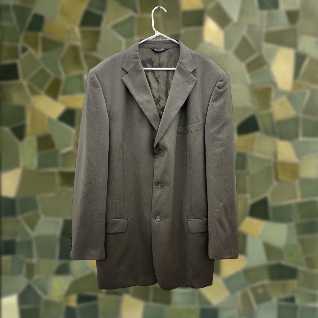 Vintage Paulo Solari Mens Suit Jacket Brown 42W Wool Athletic Fit Three-Button Single-Breasted Notch Lapel 48 Chest Regular Post? Size 42R - 1 Thumbnail