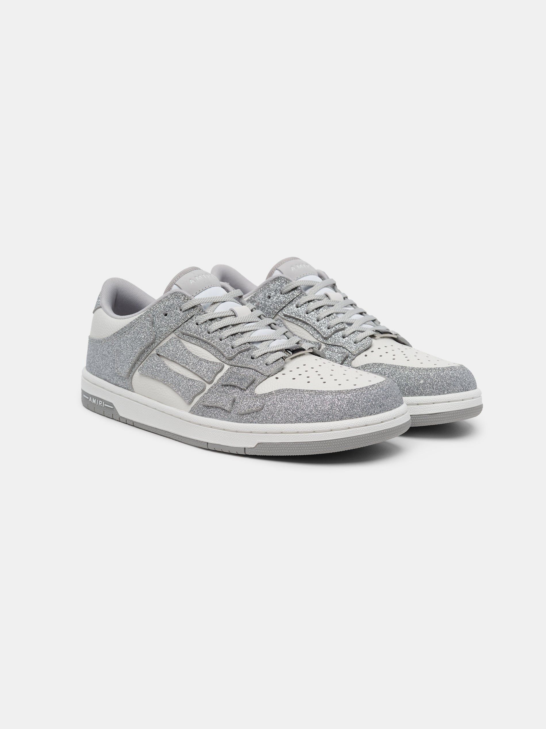 Amiri oc11z0525 Shimmer Skelton Low-Top Sneakers in Silver/White Size US 12 / EU 45 - 2 Thumbnail