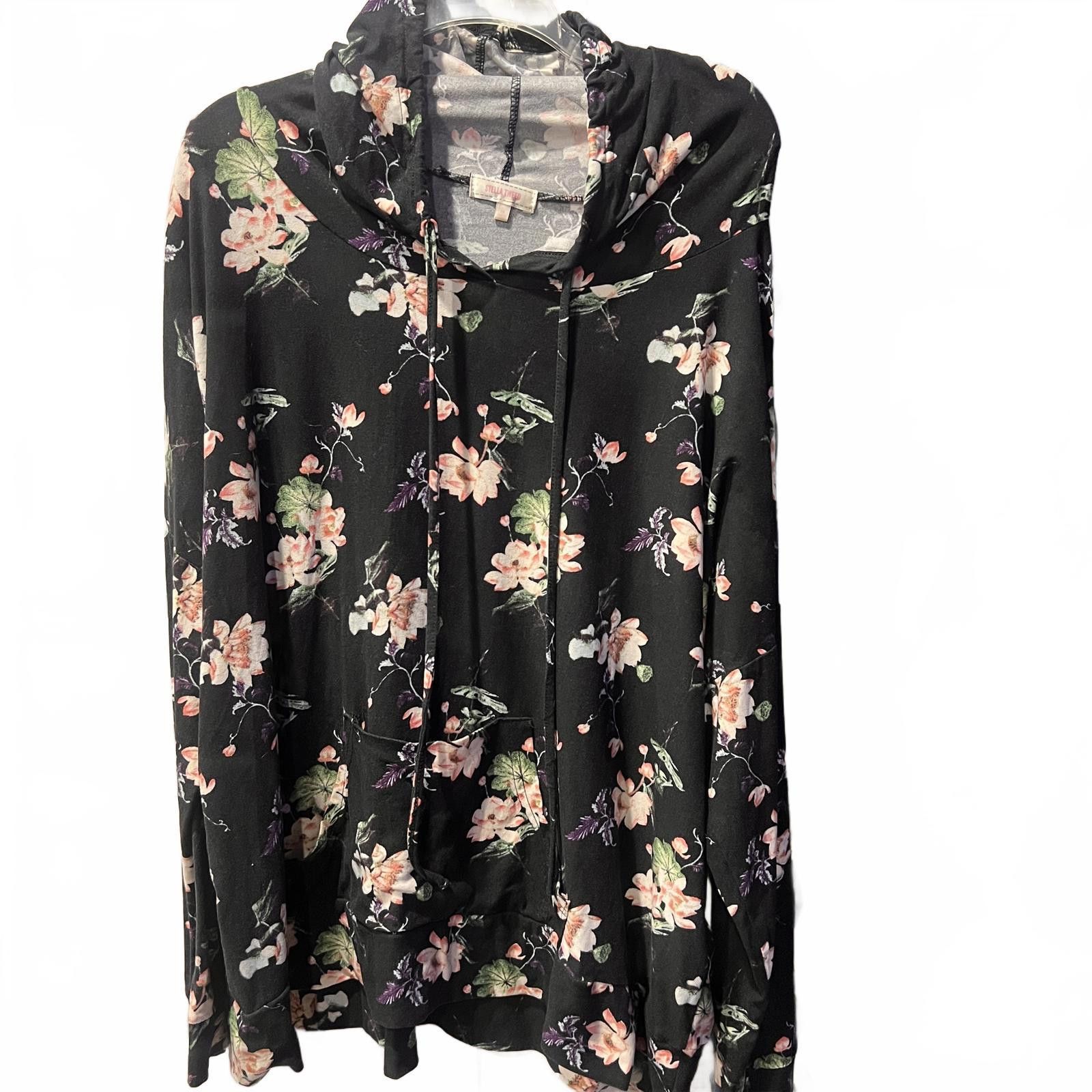 Other Stella Tweed Women's Black Floral Hoodie Sweatshirt Size 3XL / US 20-22 - 1 Thumbnail