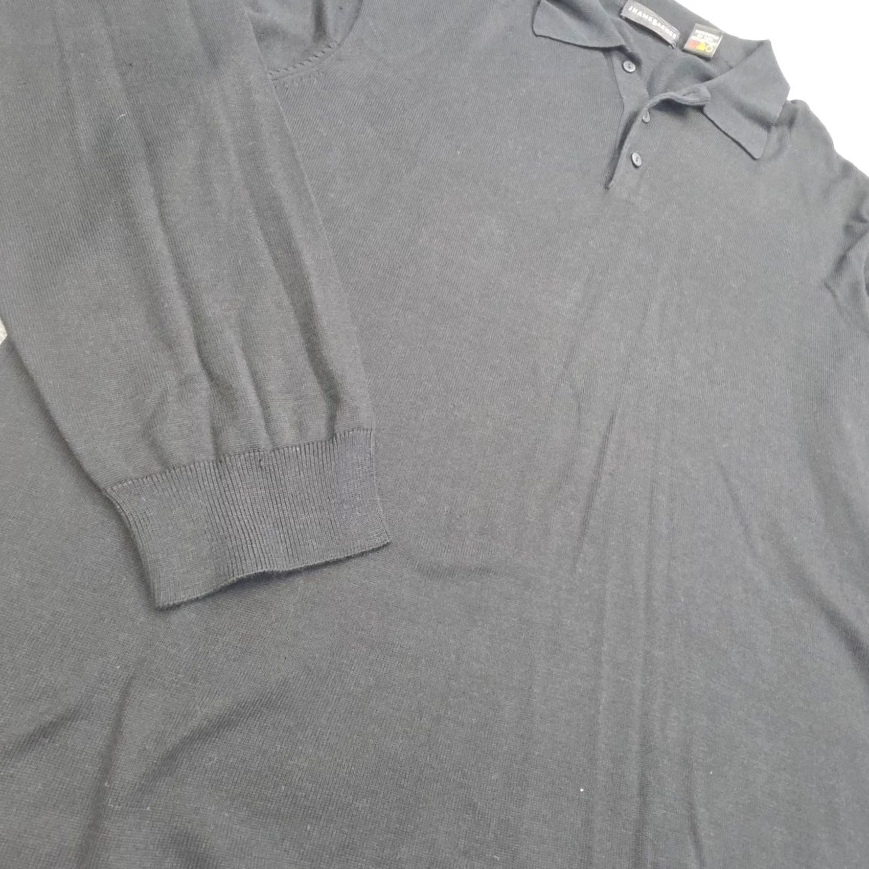 Vintage Jhane Barnes Silk Linen Polo Shirt Men's XXL Black Long Sleeve Knit EUC Size US XXL / EU 58 / 5 - 2 Thumbnail