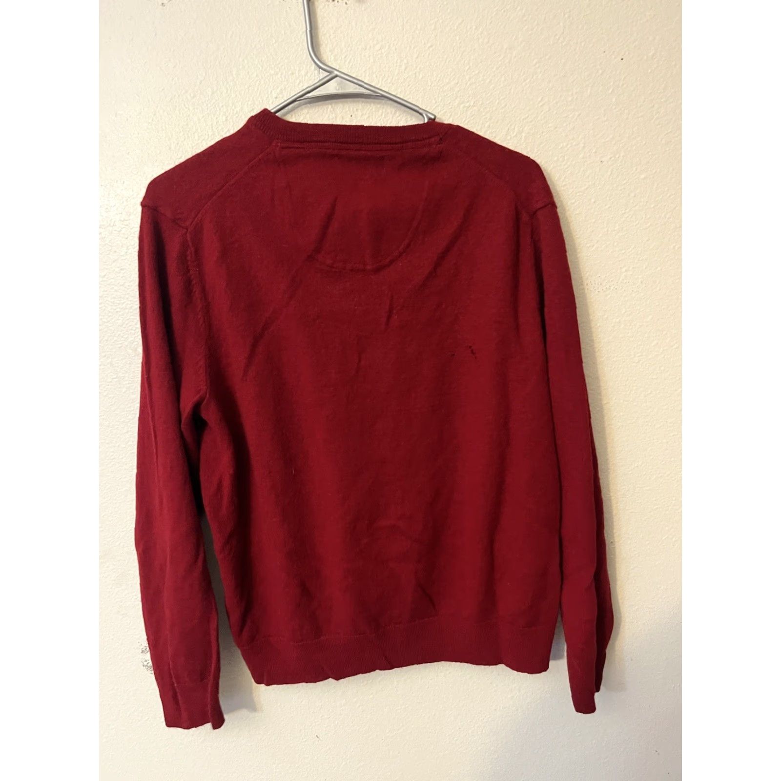 Club Room Club Room Mens Large V Neck Sweater Red Merino Wool Acrylic Size US L / EU 52-54 / 3 - 2 Thumbnail