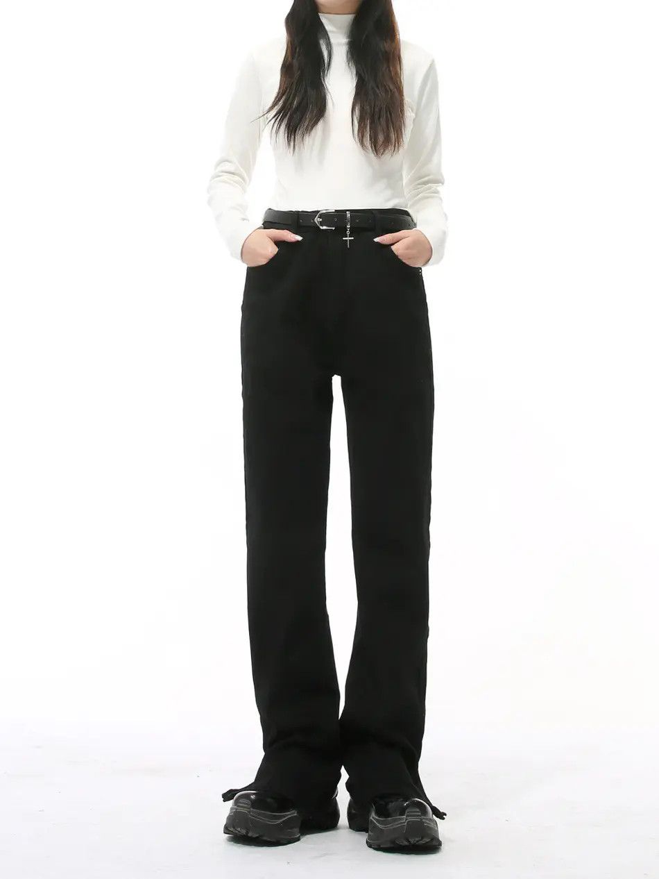 Japanese Brand Retro loose zipper micro flared jeans Size US 30 / EU 46 - 1 Thumbnail
