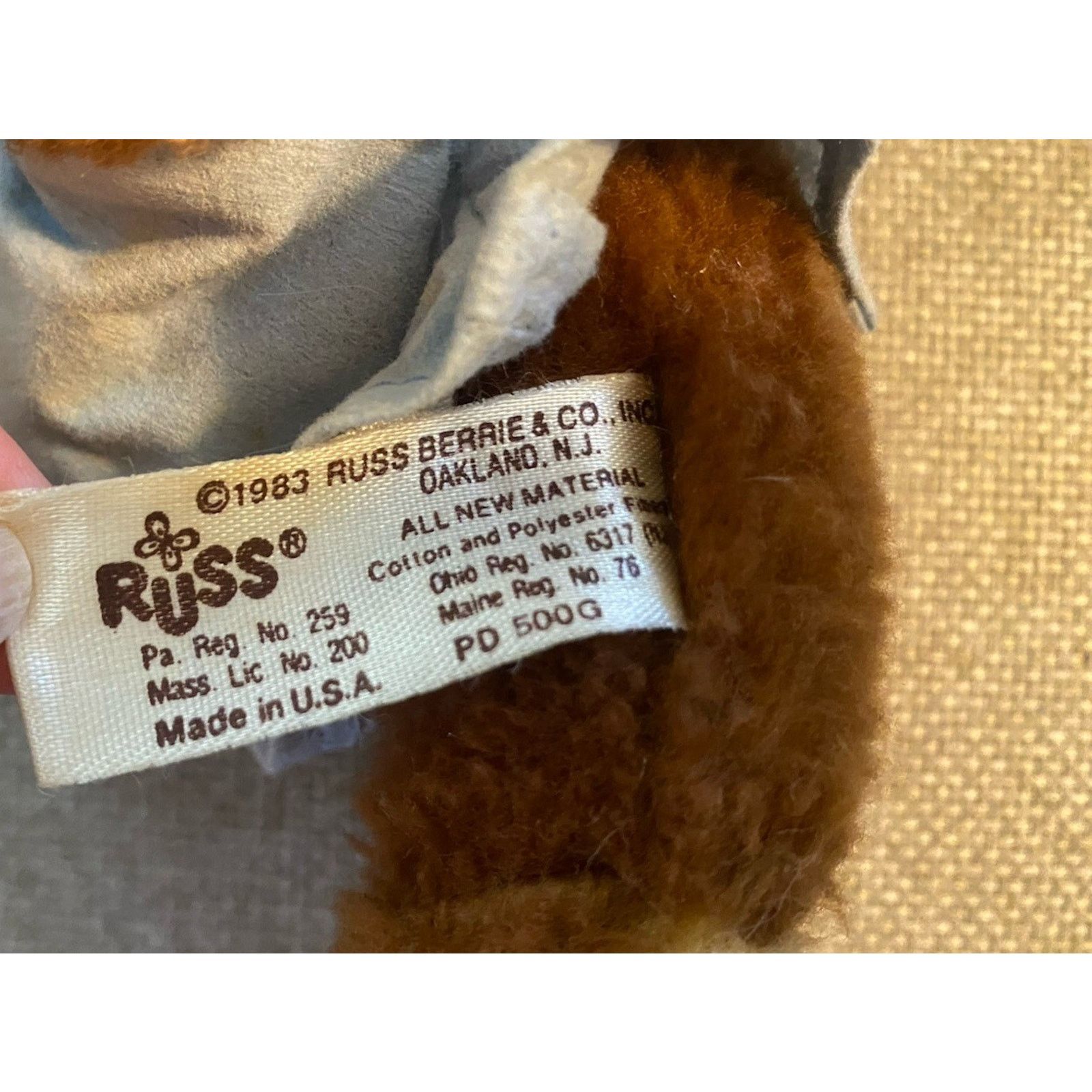 Vintage Vintage 80s Russ Berrie "Scrubby" Stuffed Bear Animal Size ONE SIZE - 6 Thumbnail