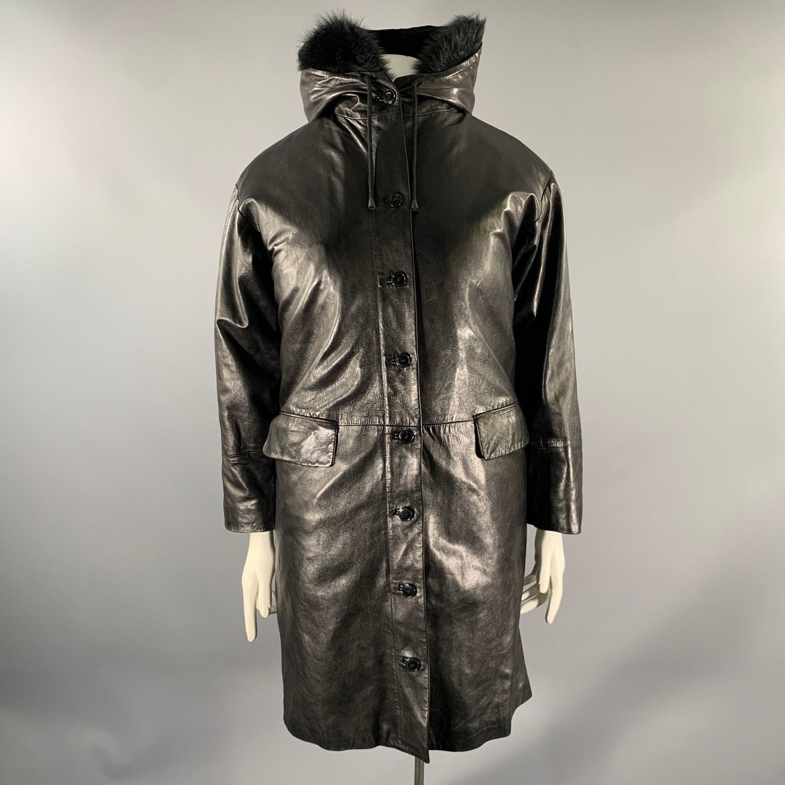Helmut Lang HELMUT LANG Size M Black Leather Trench Coat Size M / US 6-8 / IT 42-44 - 1 Thumbnail