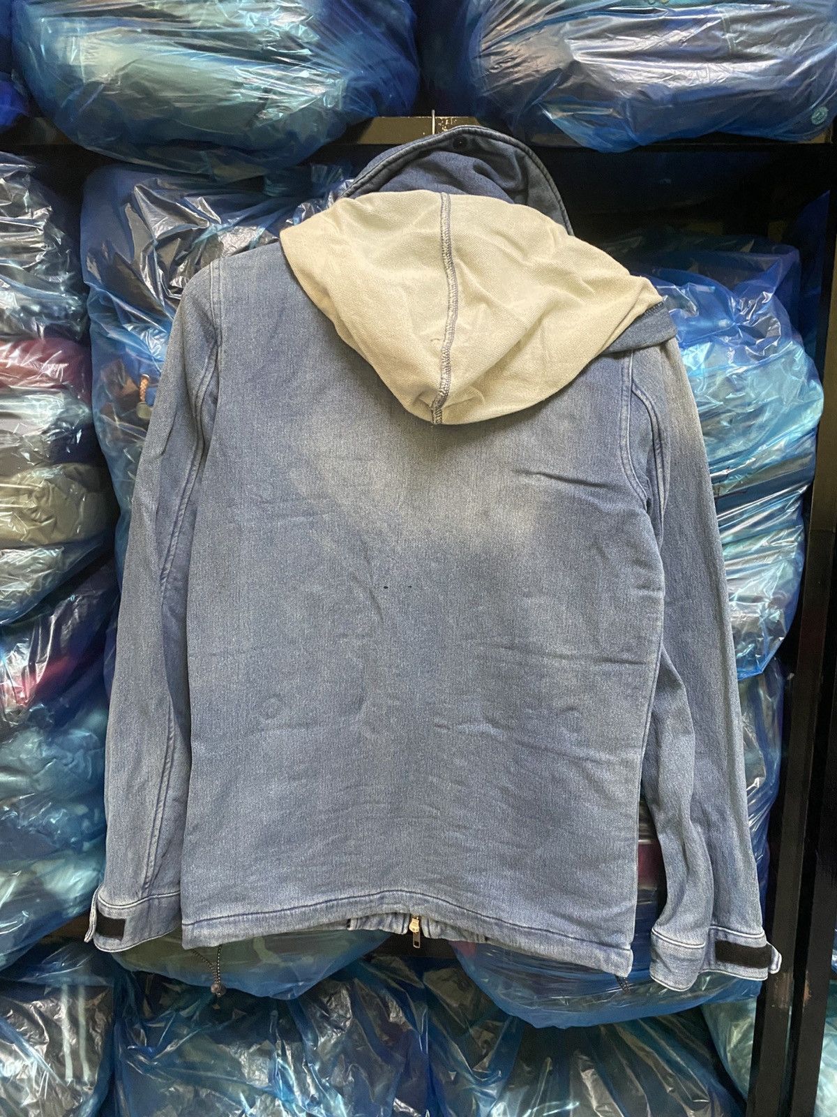 Japanese Brand INHERIT Light Blue Denim-Style Zip Jacket Curved Pockets Size US XS / EU 42 / 0 - 5 Thumbnail