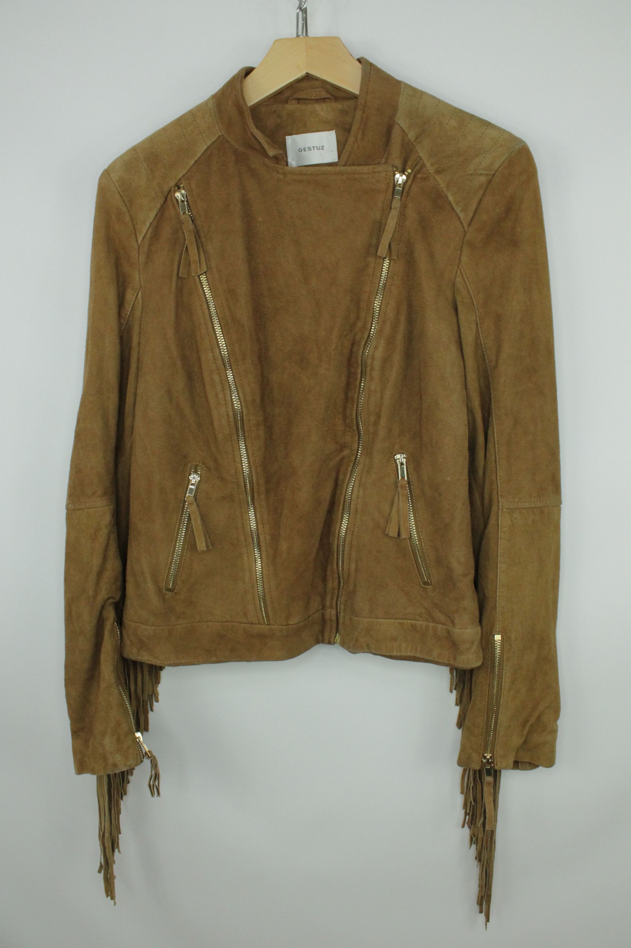 Gestuz Gestuz Fringe Biker Brown Goat Suede Women's Jacket Size XS / US 0-2 / IT 36-38 - 6 Thumbnail