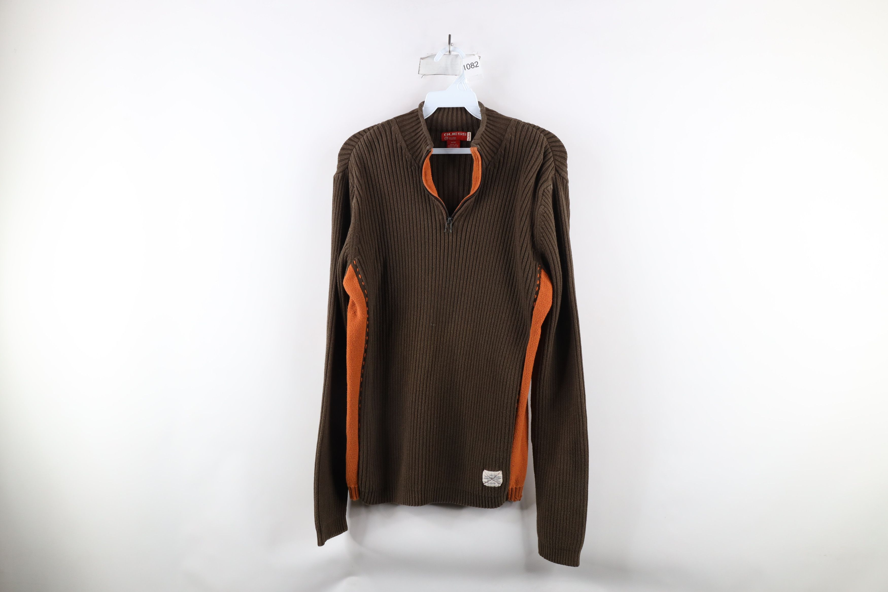 Guess × Vintage Vintage 90s Guess Ribbed Knit Half Zip Pullover Sweater Size US M / EU 48-50 / 2 - 1 Thumbnail