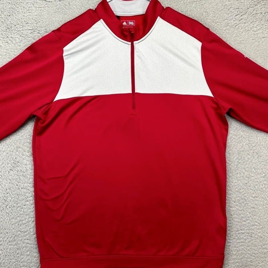Adidas Adidas Sweatshirt Pullover Mens Large Red Climawarm Quarter Zip Golf Performance Size US L / EU 52-54 / 3 - 3 Thumbnail
