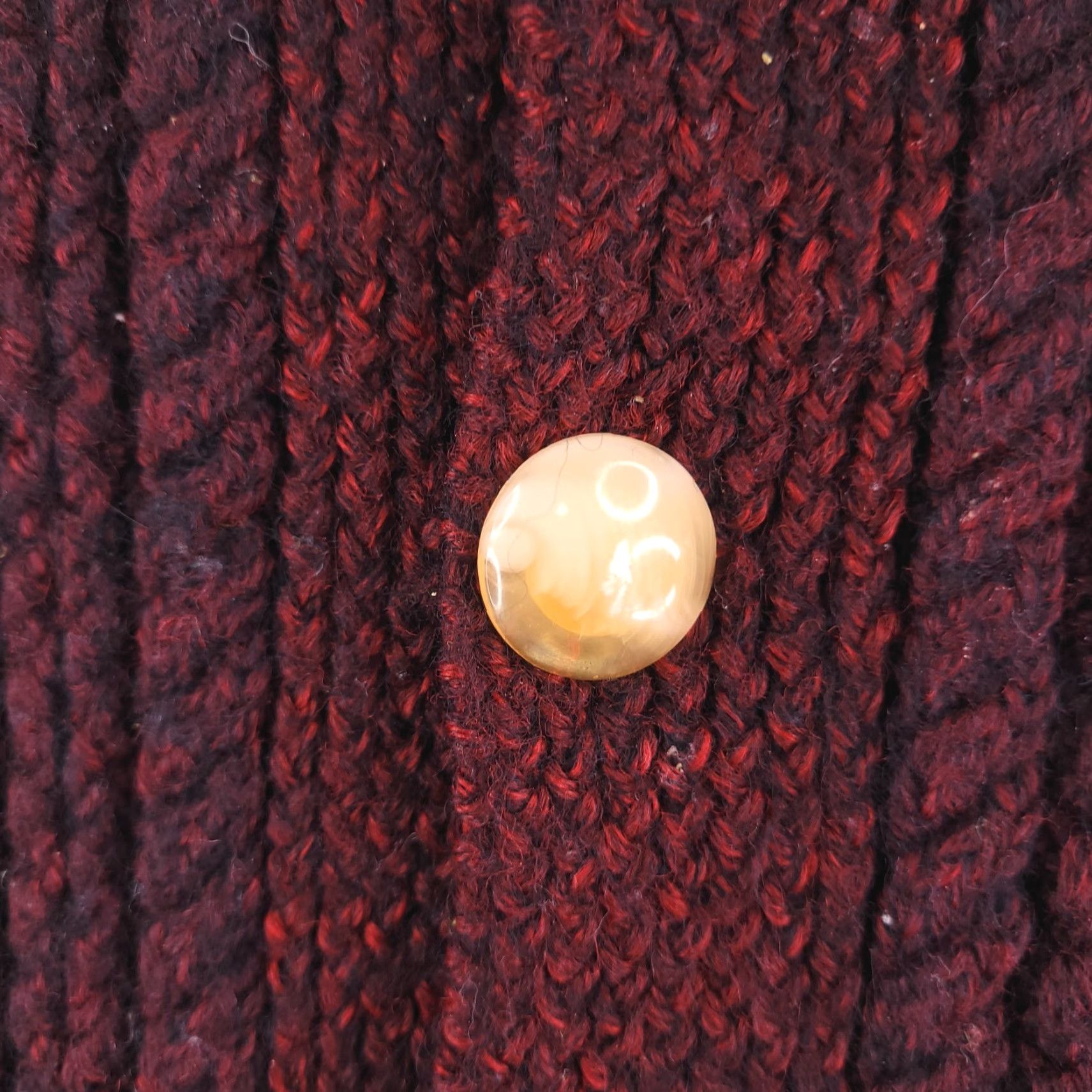 Vintage VINTAGE Wool Sweater Womens Small Red Thick Chunky-Knit Cardigan Size S / US 4 / IT 40 - 2 Thumbnail