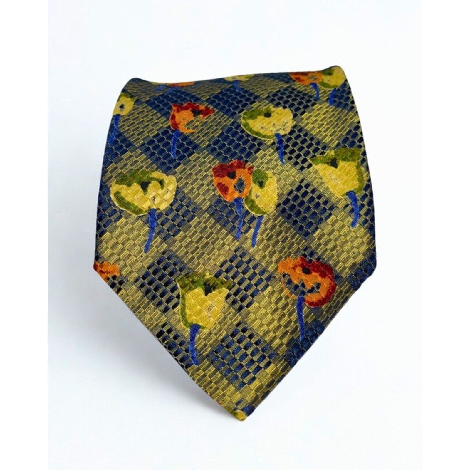 Ermenegildo Zegna Ermenegildo Zegna 100% Silk Tie Floral Diamond Pattern Italy Size ONE SIZE - 5 Thumbnail